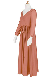 Azazie Angelica Junior MAI TAI A-Line Pleated Chiffon Dress image10