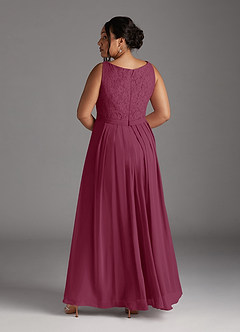Azazie Ainsling Mother of the Bride Dresses Mulberry A-Line Square Neckline Lace Chiffon Dress image16