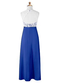 Azazie Rana Junior Royal Blue A-Line Lace Chiffon Dress image6