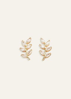 front Zircon Leaf Shaped Earrings