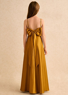 Azazie Joella Girls Formal vestidos de niña de las flores Vestido de Caramelo de Satén Elástico de Corte en A con Plisado image1