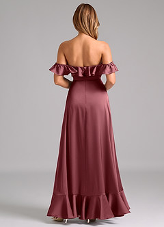 Azazie Lyra Bridesmaid Dresses Desert Rose A-Line Off the Shoulder Stretch Satin Convertible Dress image6