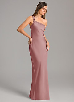 Azazie Monroe Bridesmaid Dresses Dusty Rose Mermaid One Shoulder Stretch Satin Dress image5