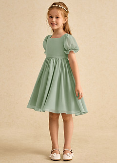 Azazie Jolie Flower Girl Klänningar Klänning A-Line i Chiffong med ärmar image5
