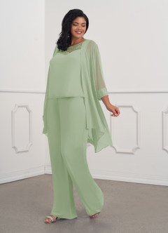 Azazie Maura vestidos de madre de la novia Vestido de Salvia Polvorienta de Gasa de Mono/Traje de pantalón con Lentejuela image3