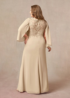Azazie Perry Kleider für die Brautmutter Meerjungfrau-Linie V-Hals Spitze Chiffon Kleid Champagner image8