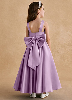Azazie Honey Bear Flower Girl Dresses Wisteria A-Line Pleated Matte Satin Dress image1