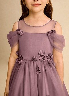 Azazie Juni Robe Demoiselle D'honneur Fillette Robe Princesse en Tulle Plissée Mauve Vintage image9