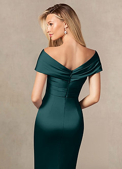 Azazie Ludlow Mother of the Bride Dresses Pine Mermaid Pleated Stretch Satin Dress image5