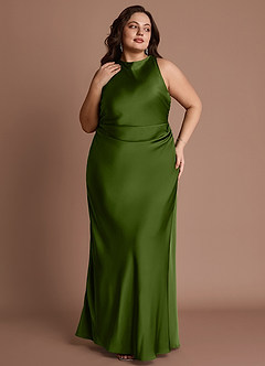 Evadne Olive Green Open Back Dress image1