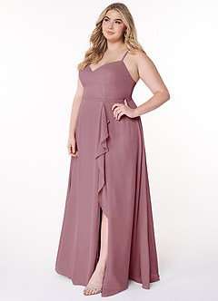 Azazie Naeem Bridesmaid Dresses Vintage Mauve A-Line V-Neck Ruffle Chiffon Dress image10