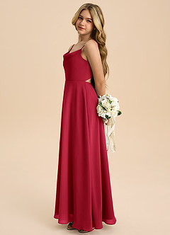 Azazie Shale Junior Scarlet A-Line Bow Chiffon Dress image2