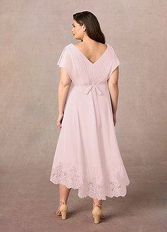 Azazie Palana Mother of the Bride Dresses Blushing Pink A-Line Lace Chiffon Dress image9