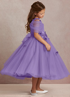Azazie Shaylee Flower Girl Dresses Tahiti A-Line Off the Shoulder Tulle Dress image4