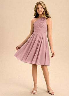 Azazie Charlize Junior Jurk van Chiffon met A-Lijn Geplooid Stoffige Roos image1