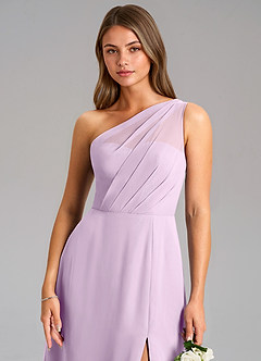 Azazie Phaedra Jurken voor bruidsmeisjes Jurk van Chiffon met A-Lijn One-Shoulder Frosted Lila image8