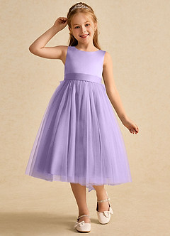 Azazie Winnie Flower Girl Dresses Lilac Ball-Gown Bow Tulle Dress image4