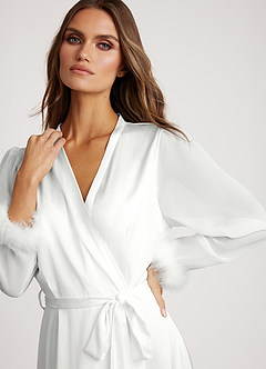 front Satijnen pyjama met mouwen van veren