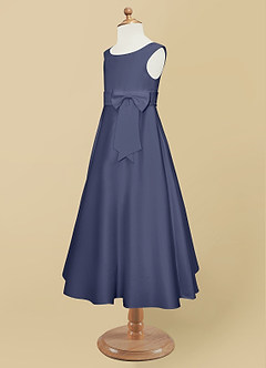 Azazie Lindy Flower Girl Dresses Stormy A-Line Pleated Matte Satin Dress image12