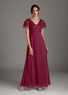 Azazie Singer Abiti per la Madre della Sposa Abito A-Line in Chiffon con Scollo a V in Pizzo Gelso image1