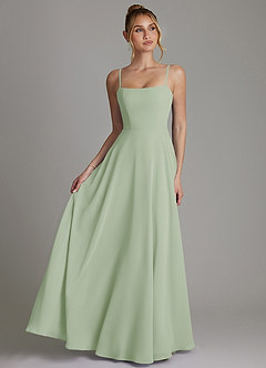 Azazie Elita Bridesmaid Dresses Dusty Sage A-Line Pleated Chiffon Dress image1