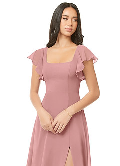 Azazie Bondi Bridesmaid Dresses Dusty Rose A-Line Ruched Chiffon Dress image6