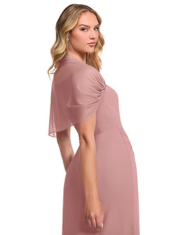 Azazie Zia Jurken voor bruidsmeisjes Converteerbaar Jurk van Chiffon met Kolom Zijsplit Stoffige Roos image6