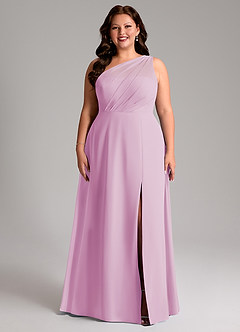 Azazie Phaedra Abiti da Damigella Abito A-Line in Chiffon Monospalla Rosa Confetto image9