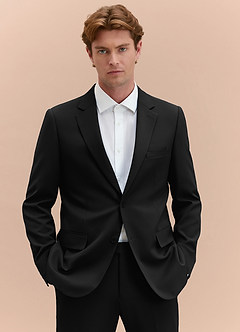 front James Black Structured Stretch Suit Jacket