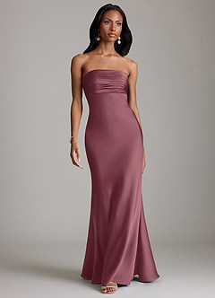 Azazie Saylor Bridesmaid Dresses Desert Rose Mermaid Strapless Stretch Satin Dress image2