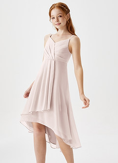 Azazie Mariam Junior Vestido de Pétalo De Rosa de Gasa de Corte En A con Plisado image1