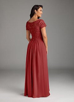 Azazie Dunja Mother of the Bride Dresses Rust A-Line V-Neck Lace Chiffon Dress image4