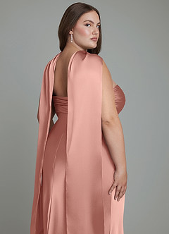 Azazie Saylor Vestidos de damas de honor Vestido Rosetón de Satén Elástico de Corte Sirena con Palabra de honor image19