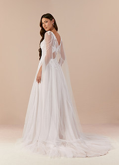 Azazie Goddess Wedding Dresses Diamond White Caramel A-Line V-Neck Sequins Tulle Dress image4