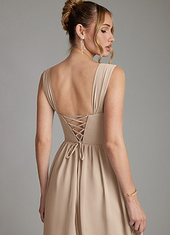 Azazie Caterina Brautjungfernkleider A-Linie Korsett Chiffon Kleid Taupe image2