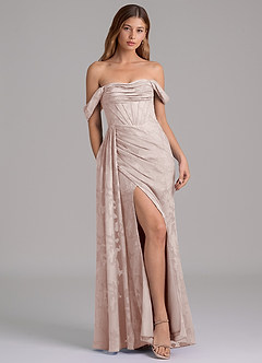 Azazie Amyra Bridesmaid Dresses Blushing Pink Mermaid Off the Shoulder Floral Burnout Convertible Dress image3