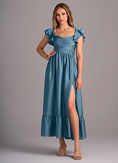 Azazie Anaya Robes de demoiselle d'honneur Robe Trapèze Convertible en Satin extensible Encolure en Forme de Cœur Bermude image5