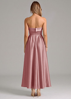 Azazie Lucienne Bridesmaid Dresses Dusty Rose A-Line Pleated Stretch Satin Dress image6