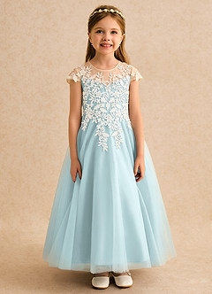 Azazie Dandelion Flower Girl Dresses Mist Ball-Gown Lace Dress image4