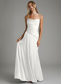 Azazie Gabriela Bridesmaid Dresses White A-Line Corset Stretch Satin Dress image7