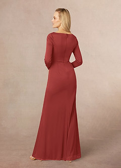 Azazie Risa vestidos de madre de la novia Vestido de Óxido de Malla de Corte Sirena con Cuello en V Plisado image3