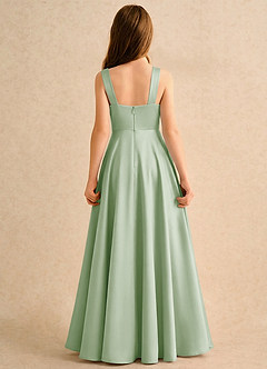 Azazie Makani Girls Formal Sukienki dla dziewczynek sypiących kwiaty Linia A Dekolt w kształcie serca Matowy satynowy Długość podłogi Sukienka image2