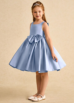 Azazie Jessie Flower Girl Dresses Ice A-Line Bow Matte Satin Dress image4