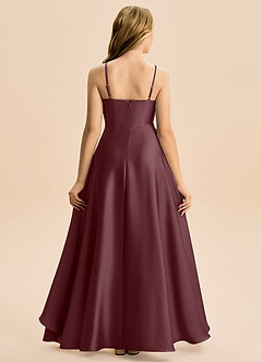Azazie Eirlys Junior Sangria A-Line Pleated Stretch Satin Dress image2