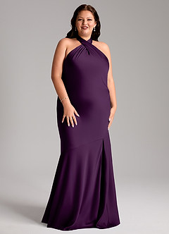 Azazie Lorena Robes de demoiselle d'honneur Robe Sirène en Satin extensible Plissée Grain De Raisin image3
