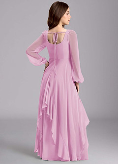 Azazie Clara Junior Candy Pink A-Line Blouson Chiffon Dress image8