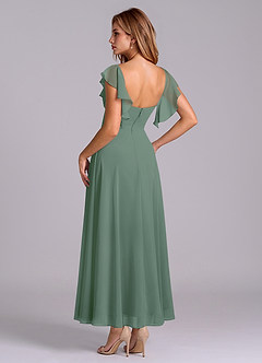 Azazie Leilani Brautjungfernkleider A-Linie Gestreift Chiffon Kleid Eukalyptus image5