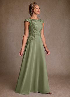 Azazie Christi Mother of the Bride Dresses Pistachio A-Line Lace Chiffon Dress image3