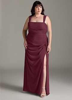 Azazie Jesaphine Bridesmaid Dresses Cabernet Sheath Bow Chiffon Dress image8