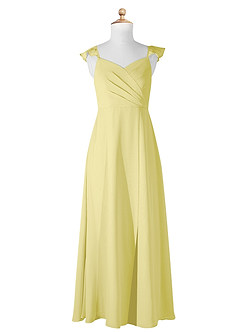 Azazie Amada Junior Agave A-Line Ruched Chiffon Dress image5